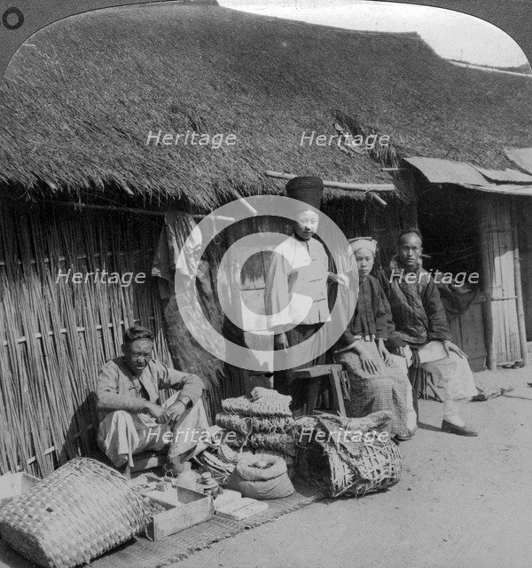Native shop and customers, near Mogok, northern Burma, c1900s(?).Artist: Underwood & Underwood