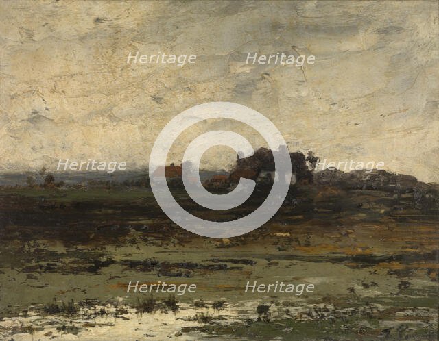 Farms at Sunset, c1860-1890s. Creator: Jean Pierre François Lamoriniere.