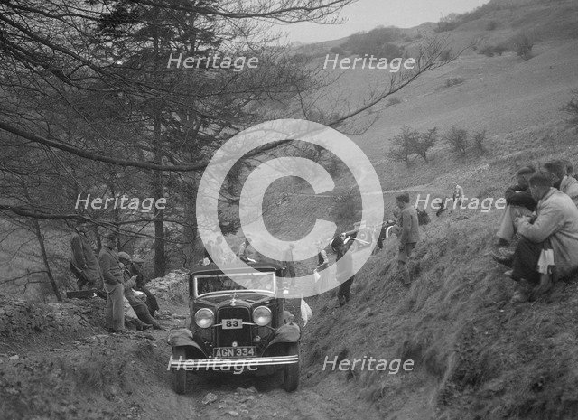 Ford V8 of Miss V Wild competing in the MG Car Club Abingdon Trial/Rally, 1939. Artist: Bill Brunell.