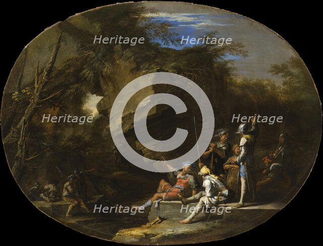 Landscape with Armed Men, c1640. Creator: Salvator Rosa.