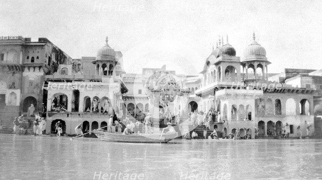 Bathing ghats, Mathura, India, 1916-1917. Artist: Unknown