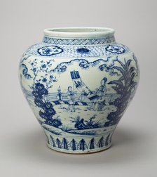 Jar with the Four Accomplishments: Painting, Calligraphy, Music, Strategy, Ming dynasty, 15th centur Creator: Unknown.
