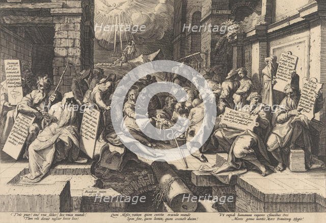 The Adoration of the Shepherds, Surrounded by Moses and Five Prophets, 1588. Creator: Jacob Matham.