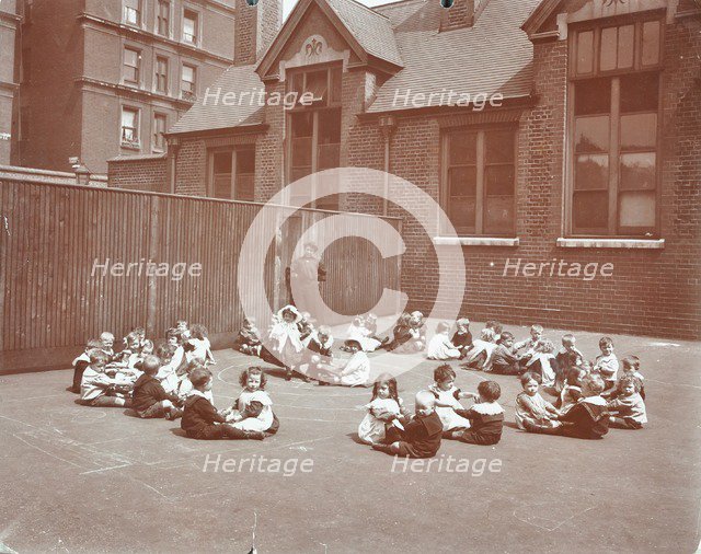 Playground scene, Hugh Myddelton School, Finsbury, London, 1906. Artist: Unknown.