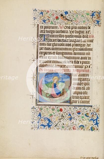 Initial E: Saint Margaret and a Dragon; Llangattock Hours, 1450s. Creator: Master of the Llangattock Hours.