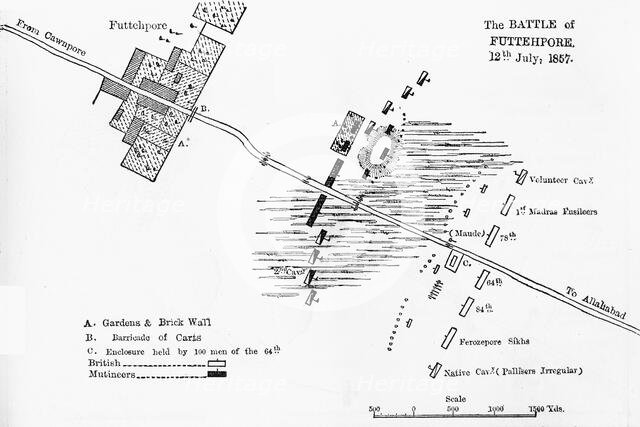 'Plan of the Battle of Futtehpore', c1891. Creator: James Grant.