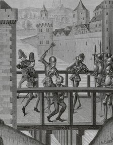 Assassination of John the Fearless, (1371-1419), Duke of Burgundy...on 10 September, 1419, (1878).  Creator: Unknown.