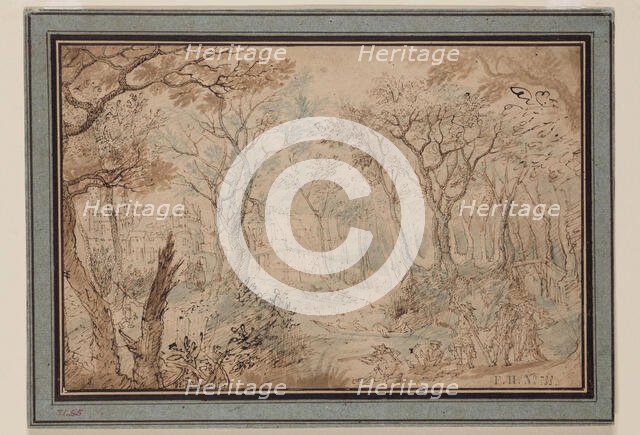 Landscape with Stag Hunt, early 17th century. Creator: Unknown Dutch; After David Vinckboons Flemish, 1576-1629 .