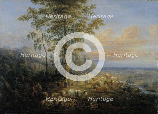 Cattle with cowherds, c1640s. Creator: Lucas van Uden.