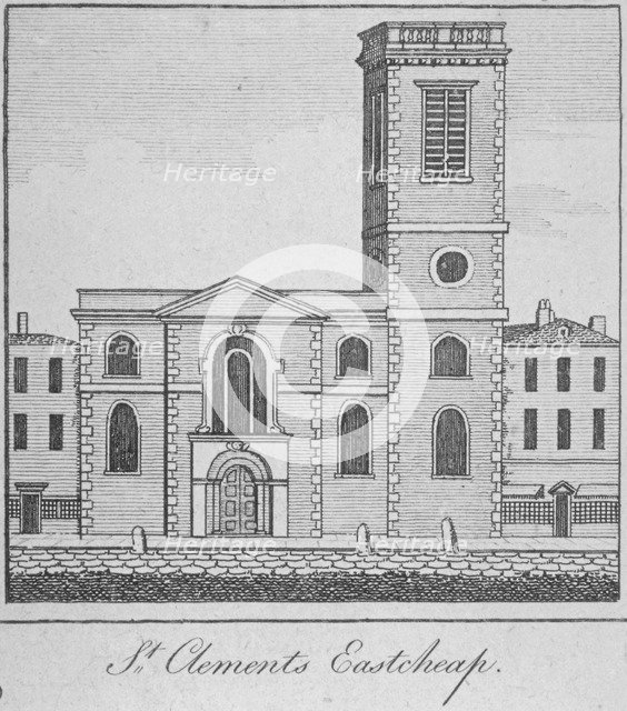 West view of the Church of St Clement, Eastcheap, City of London, 1750. Artist: Anon