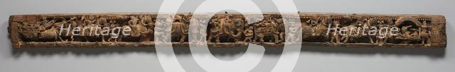 Narrative Frieze: Dignitaries in Palanquin and Bullock Cart - Architrave from a Jain…,1500s-1600s. Creator: Unknown.