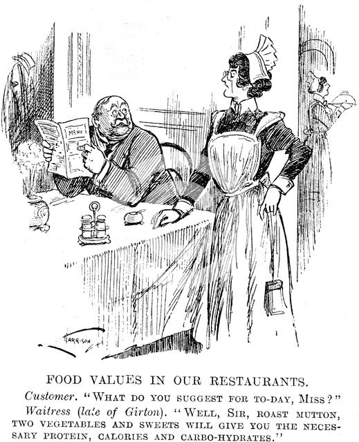'Food Values in our Restaurants', 1917. Artist: Unknown