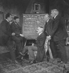 Albert Einstein and other physicists at Paul Ehrenfest's home, Leyden, Netherlands. Artist: Unknown
