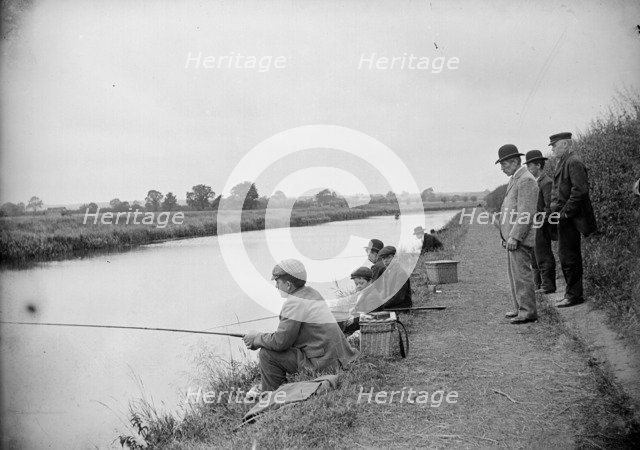 Anglers on the River Ancholme, North Lincolnshire, 1901. Artist: Alfred Newton & Sons