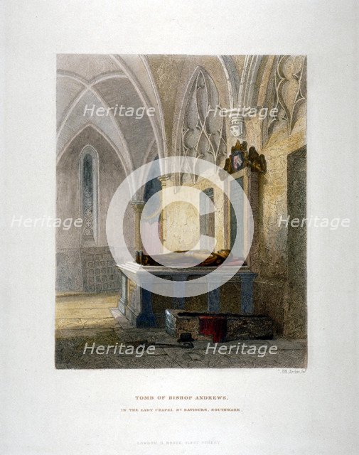 Tomb of Lancelot Andrews in the Lady Chapel, St Saviour's Church, Southwark, London, 1851. Artist: John Wykeham Archer