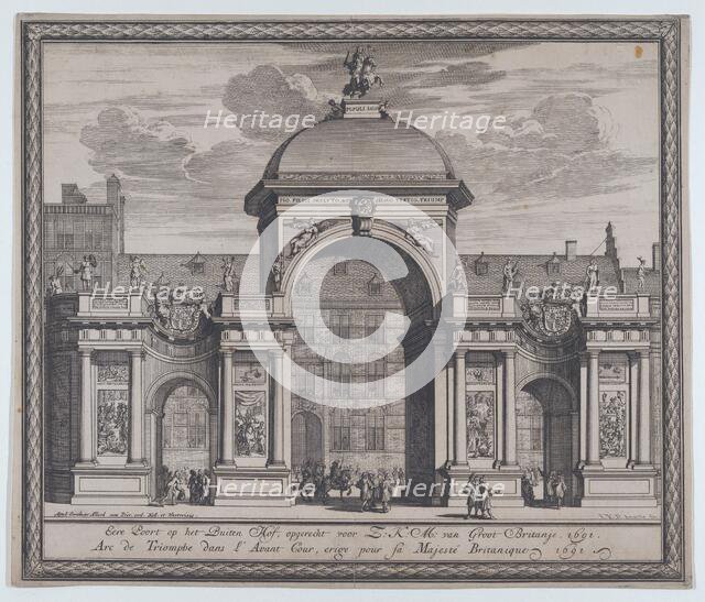 Triumphal arch erected in celebration of the entry of King William III, 1691. Creator: Jan van den Aveelen.