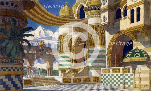 Stage design for the opera Ruslan and Ludmila by M. Glinka, 1913. Artist: Bilibin, Ivan Yakovlevich (1876-1942)