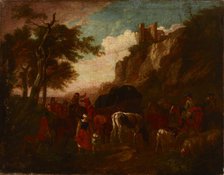 Cavalcade of Horsemen and a Herd of Cattle, 18th century. Creator: Unknown.