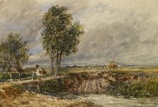 Crossing The Bridge - A Windy Day, c1820s-1850s. Creator: David Cox the Elder.