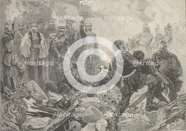 The Winter Palace after the explosion, evening of February 17, 1880.  Creator: De Haenen, Frédéric (1853-1928).