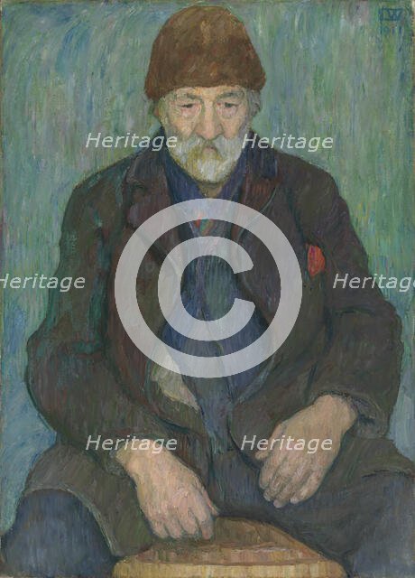 Old Man with Fur Hat, 1911. Creator: Erik Werenskiold.