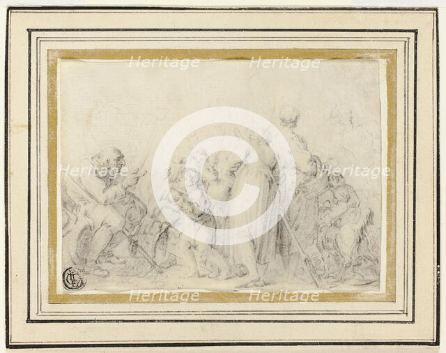 Genre Scene with Old Man, Peasant Women and Children, n.d. Creator: Unknown.