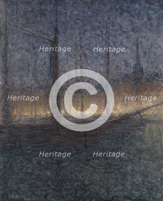 Evening in Kornhamnstorg, Stockholm, 1897. Creator: Eugène Jansson.