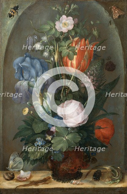 Flower Still Life with Two Lizards, 1603. Artist: Savery, Roelant (1576-1639)