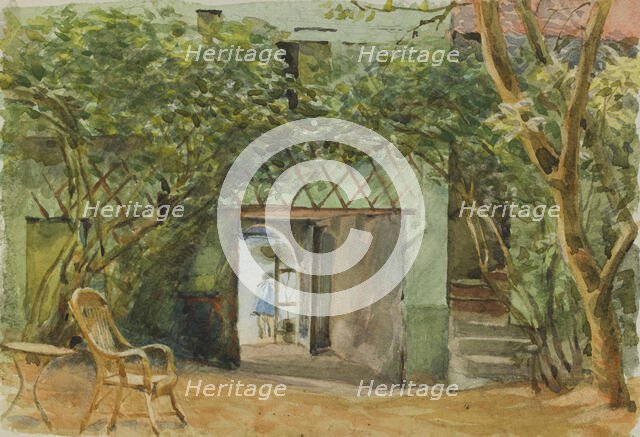 External view of a vine covered building, late 19th century or first half of 20th century. Creator: Agnes Mary Webster.