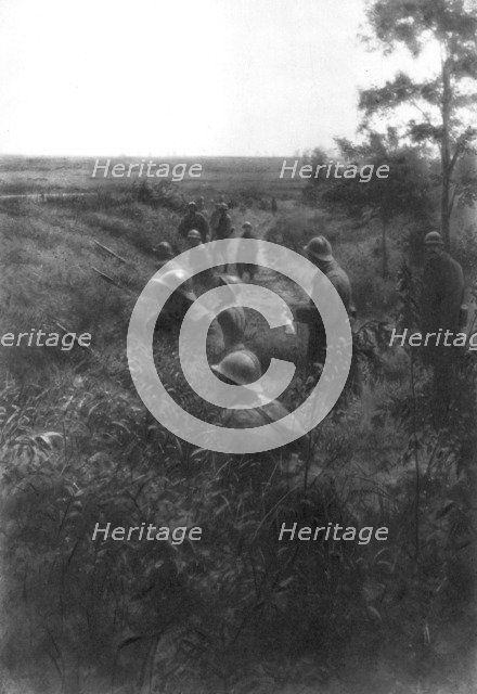 French infantry position in a sunken lane, north of Villers-Cotterets, Aisne, France, 1918. Artist: Unknown