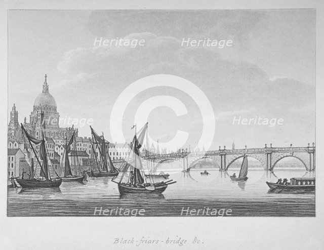 Blackfriars Bridge, London, 1799. Artist: Anon