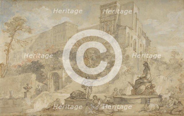 The Fountain of Rome at the Villa d'Este, Tivoli, 1765. Creator: Charles-Joseph Natoire.
