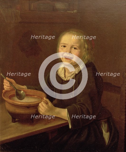  'Boy eating porridge' by Hals Reijnier.