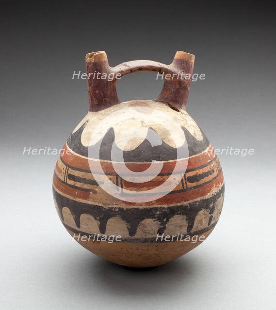 Double Spout Vessel Depicting Rows of Abstract Motifs, 180 B.C./A.D. 500. Creator: Unknown.