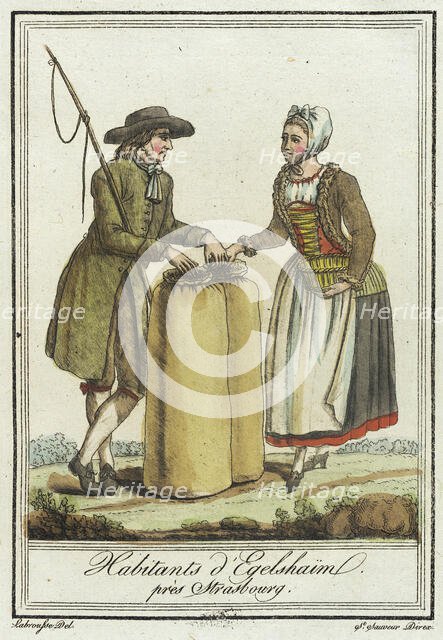 Costumes de Différent Pays, 'Habitants d'Egelshaïm près Strasbourg', c1797. Creators: Jacques Grasset de Saint-Sauveur, LF Labrousse.