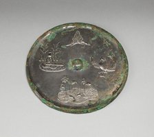 Mirror with Images of Purity and Immortality: Mount Penglai, Boya..., Tang dynasty, 8th century. Creator: Unknown.