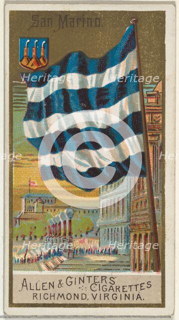 San Marino, from Flags of All Nations, Series 2 (N10) for Allen & Ginter Cigarettes Brands..., 1890. Creator: Allen & Ginter.