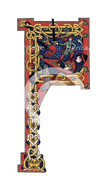 Initial letter 'F', 12th century, (1843).Artist: Henry Shaw