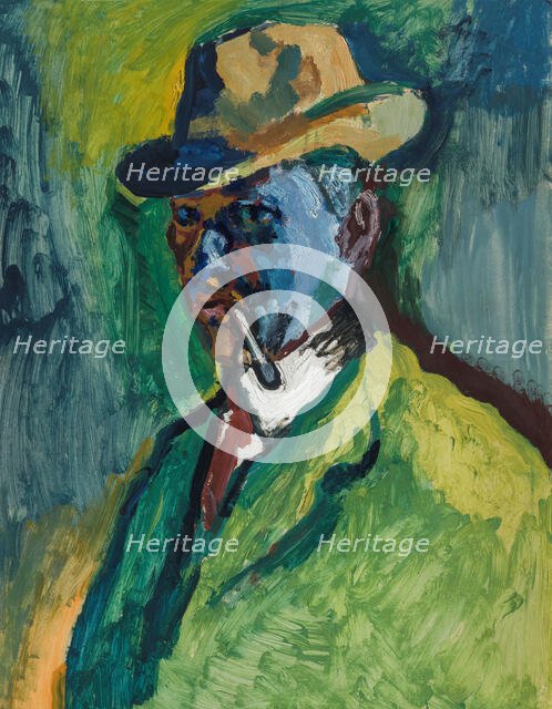 Self-Portrait with a Cigarette, 1908. Creator: Filla, Emil (1882-1953).