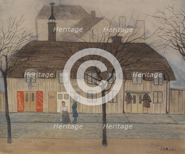 Servant-Girl and Policeman, 1905. Creator: Ivar Arosenius.