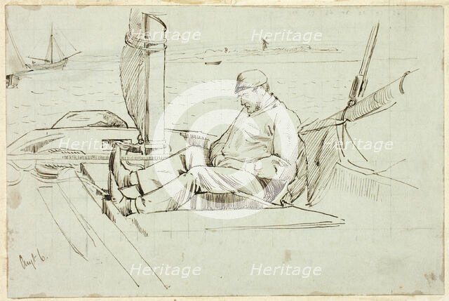 Man Seated in a Sailboat, n.d. Creator: Henry Stacy Marks.