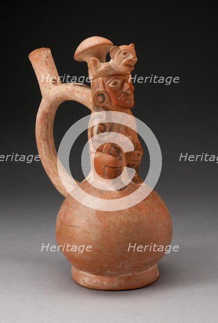 Handle Spout Vessel in the Form of a Seated Royal Figure, 100 B.C./A.D. 500. Creator: Unknown.