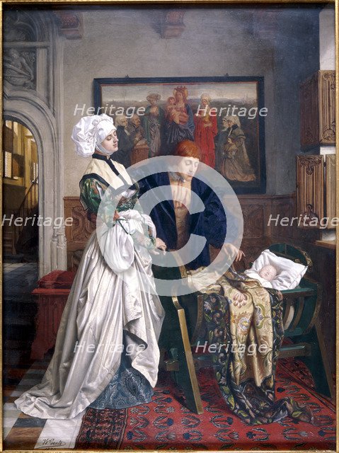 'Charles V and Jeanne Vandergeynst at the Cradle of their Daughter Marguerite', 1870.   Artist: Willem Geets
