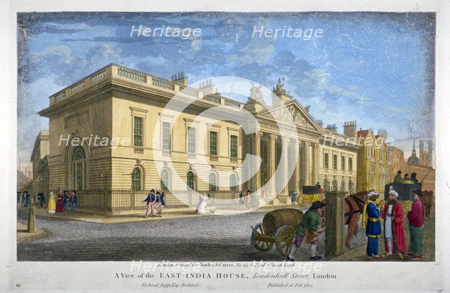 North view of East India House, Leadenhall Street, City of London, 1802.       Artist: Anon