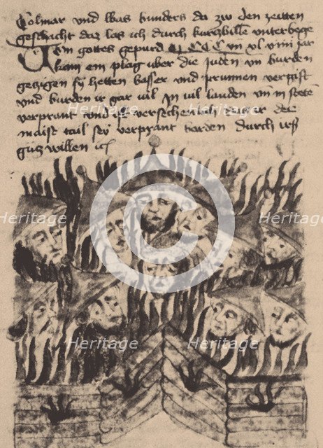 Burning and killing of Jews in Prague. Artist: Anonymous  