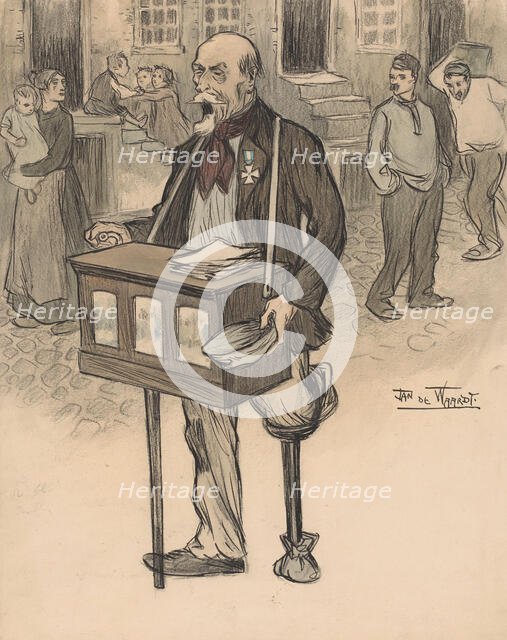 Former general as a street musician, 1895-1899. Creator: Jan de Waardt.