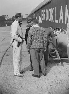 Surbiton Motor Club race meeting, Brooklands, Surrey, 1928. Artist: Bill Brunell.