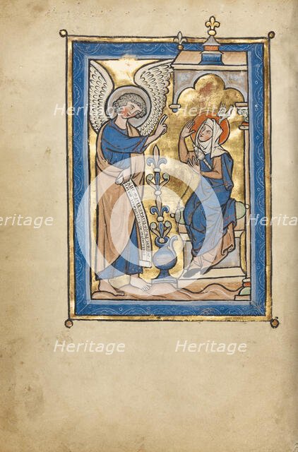 The Annunciation; Psalter, mid-1200s. Creator: Unknown.