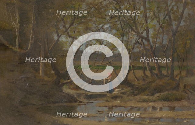 Girl by a brook, 1900-1910. Creator: Ferdinand Katona.