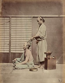 Hair Dressing in Japanese Style, 1870s-1890s. Creator: Kusakabe Kimbei.